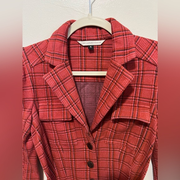 [Diane Von Furstenburg] Plaid Print Cotton Blazer - Picture 3 of 16